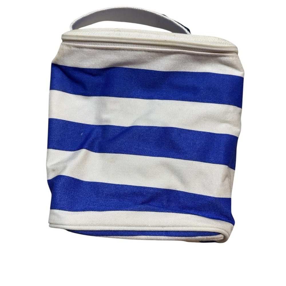💙 Vintage Estée Lauder Blue White Striped Makeup Cosmetic Bag 💙
